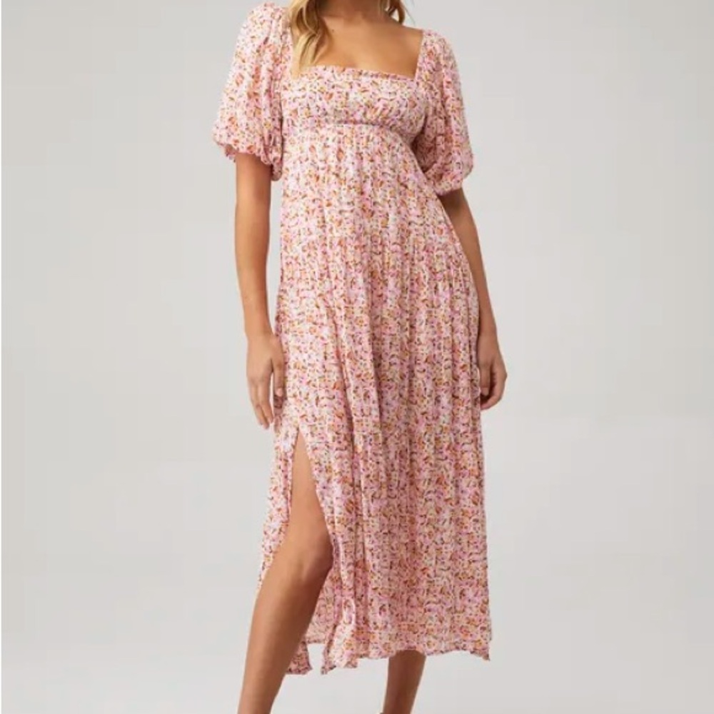 MINKPINK Pink Floral Square-Neck Maxi Dress
